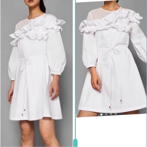 Kimchi Blue Alicia Asymmetric Cascading Ruffle Lace Mini Dress
